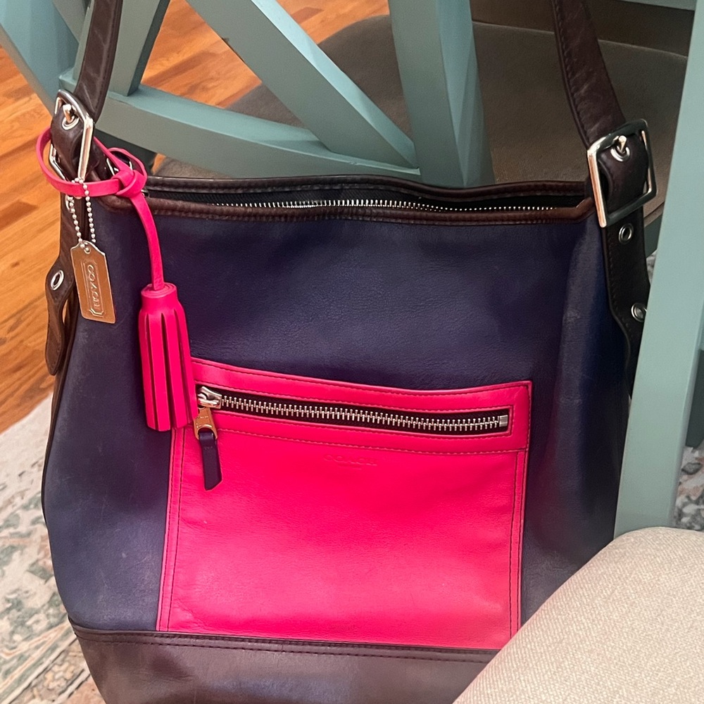 Coach Legacy colorblock pink and navy